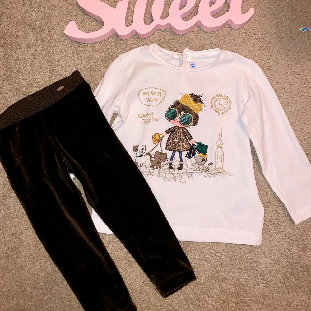 Mayoral Fall Kitten Shirt & Pant Set